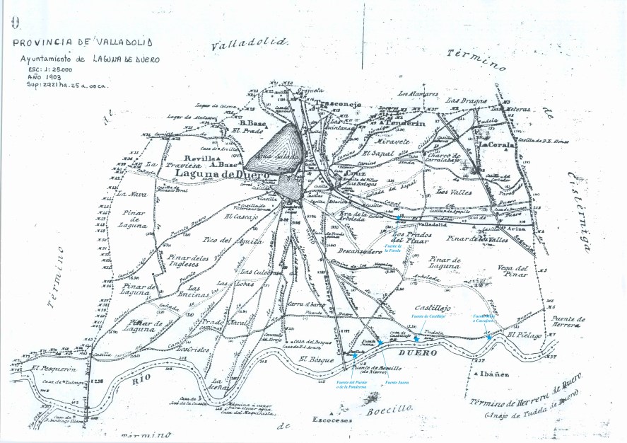 Terminos de Laguna de Duero con fuentes y manantiales