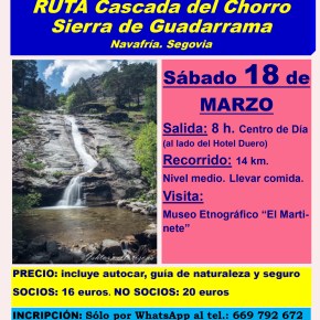 Excursión a la Cascada del Chorro Sierra de Guadarrama en Navafria (Segovia) el 18 de marzo de&nbsp;2023